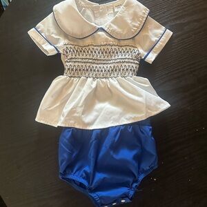 SHEIN Cream and Blue Baby Outfit